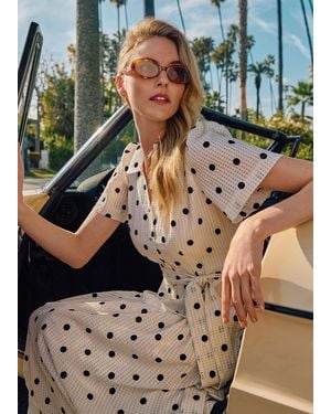 Phase Eight Adele And Ivory Spot Textured Swing Dress - White