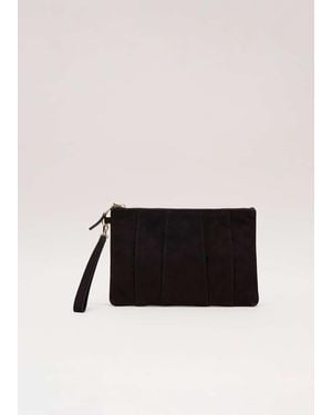 Phase Eight Suede Pleated Clutch Bag - Black