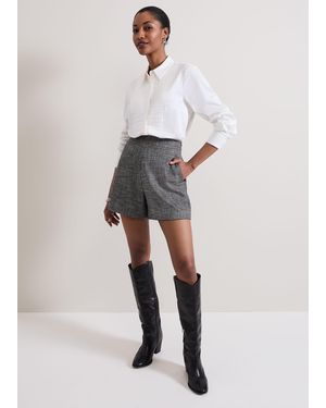 Phase Eight Evie Check Shorts - White