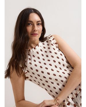 Phase Eight Lenora Spot Sheered Sleeveless Top - Brown
