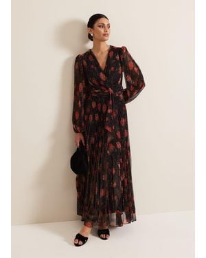 Phase Eight Kenzia Wrap Floral Shimmer Maxi Dress - Natural