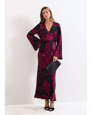 Phase Eight Rhea Printed Satin Maxi Dress - Black