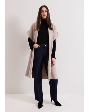 Phase Eight Wendy Shawl Collar Knit Gilet - Natural
