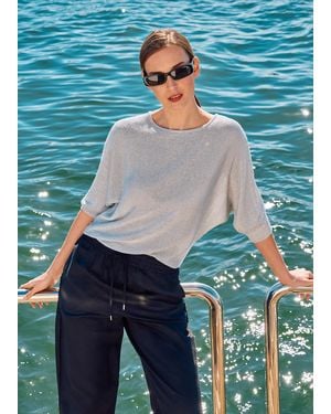 Phase Eight Cristine Batwing Metallic Knitted Jumper - Blue