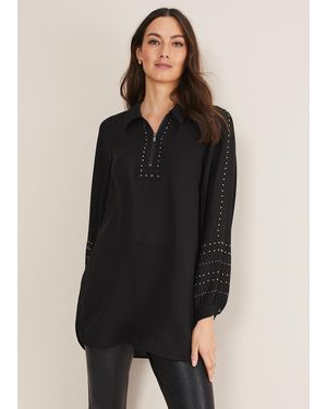 Phase Eight Tullulah Heatfix Sleeve Tunic Blouse - Black