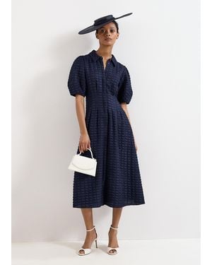 Phase Eight Petite Yasmine Textured Midi Dress - Blue