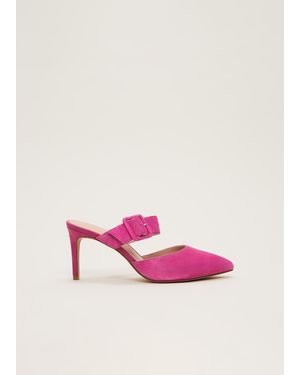Phase Eight Suede Buckle Backless Heel - Pink