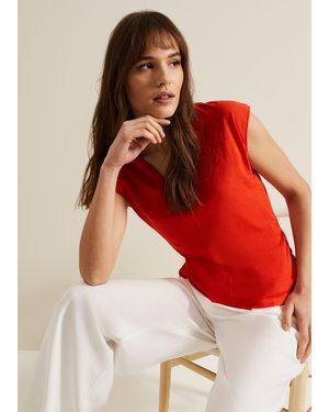 Phase Eight Jenny V Neck Ruched Top - Red