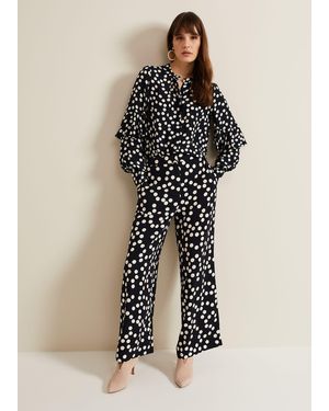 Phase Eight Mairead Polka Dot Wide Leg Trouser - Natural