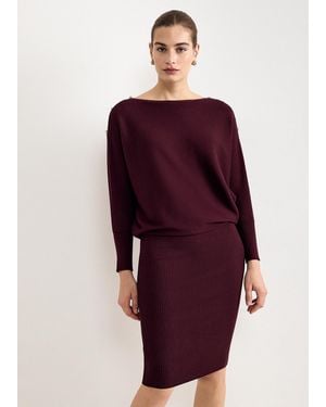 Phase Eight Becca Batwing Knitted Midi Dress - Red
