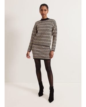 Phase Eight Tanya Shimmer Geo Mini Skirt - Black