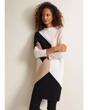 Phase Eight Hetty Colour Block Tunic Mini Dress - Natural