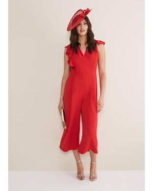 Phase Eight Nicky Ruffle Jumpsuit - Red