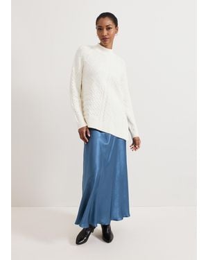 Phase Eight Orla Satin Slip Midi Skirt - Blue