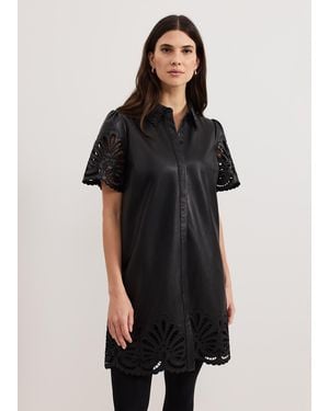 Phase Eight Fae Cutwork Pu Mini Dress - Black