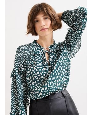 Phase Eight Manon Frill Blouse - Grey