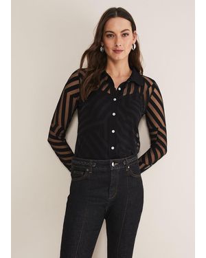 Phase Eight Vida Burnout Shirt - Black