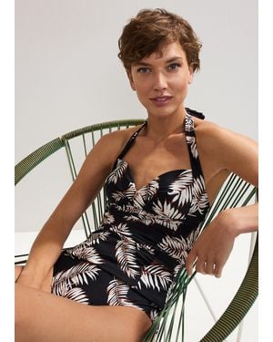 Phase Eight Palm Print Halterneck Tankini Top - Black