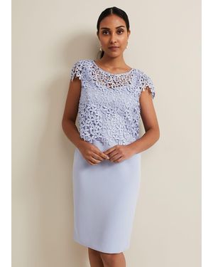 Phase Eight Petite Daisy Lace Double Layer Dress - Blue