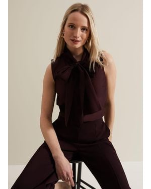 Phase Eight Saylor Sleeveless Pussybow Blouse - Black