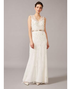 Phase Eight Frida Sleeveless Applique Wedding Dress - White