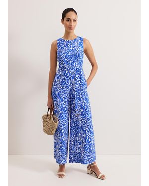 Phase Eight Marta Petite Printed Jumpsuit - Blue
