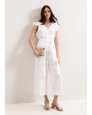 Phase Eight Talulah Broderie Jumpsuit - White