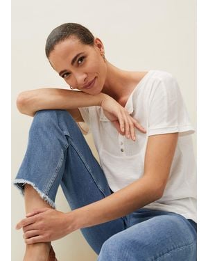 Phase Eight Maisie Button Jersey Top - White