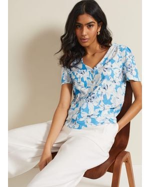 Phase Eight Lorenna Floral Print Top - Blue