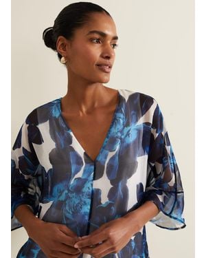 Phase Eight Syra Silk Blouse - Blue