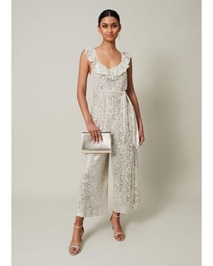 Phase Eight Tazanna Sequin Wide Leg Jumpsuit - Natural