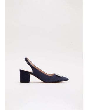 Phase Eight Sparkle Slingback Block Heel Shoes - White