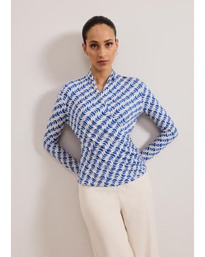 Phase Eight April Geo Print Wrap Top - Blue