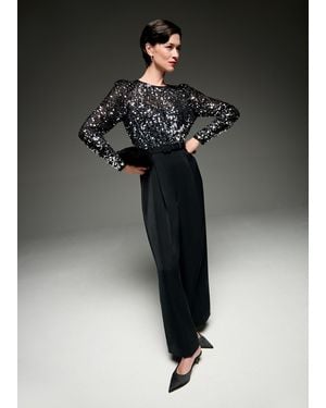 Phase Eight Shio Sequin Top Wide Leg Jumpsuit - Black