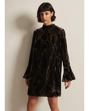 Phase Eight Rayna Velvet Swirl Mini Dress - Black
