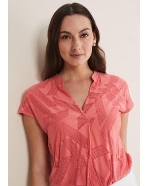 Phase Eight Mylah Burnout Abstract Top - Pink