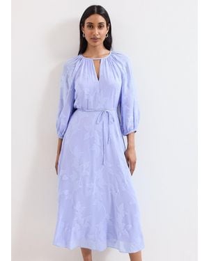 Phase Eight Liona Floral Jacquard Midi Dress - Purple