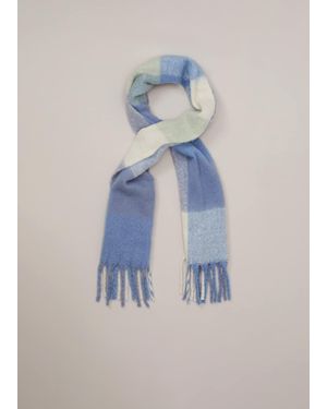 Phase Eight Oversized Check Brushed Scarf - Blue