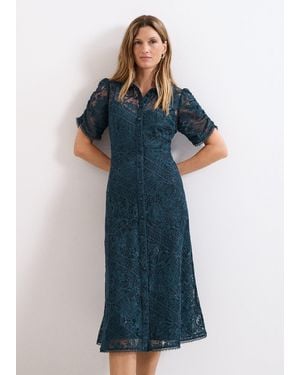 Phase Eight Lunna Lace Midi Skirt Dress - Blue