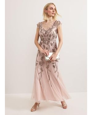 Phase Eight Evonne Beaded Maxi Dress - Pink