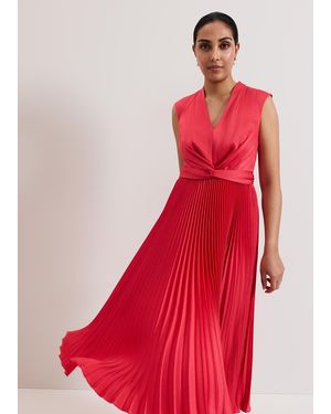 Phase Eight Petite Celestia Wrap Front Pleat Midi Dress - Red