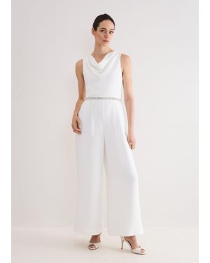 Phase Eight Petite Rubiana Cowl Neck Jumpsuit - White
