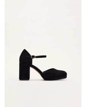 Phase Eight Suede Platform Block Heels - Black