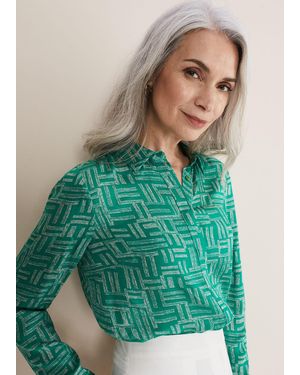 Phase Eight Hatty Abstract Co-Ord Blouse - Green