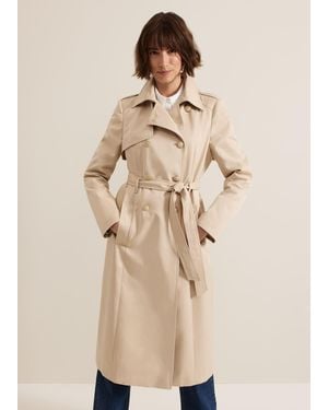 Phase Eight Cheryl Long Fitted Trench Coat - Natural