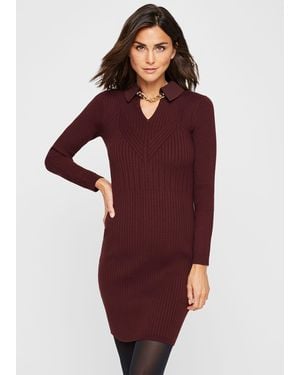Phase Eight Stefania Collar Detail Knitted Dress - Red