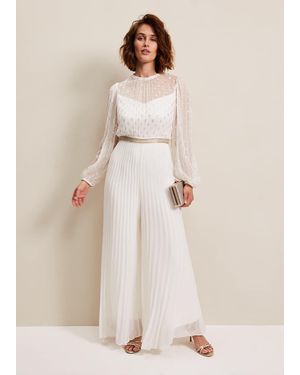 Phase Eight Larissa Pleated Jumpsuit - Natural