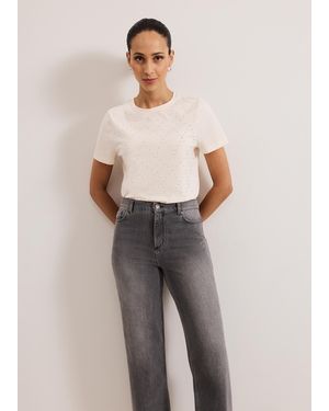 Phase Eight Jada Stud Detail T-Shirt - White