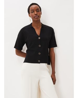 Phase Eight Mae Button Down Knit - Black