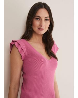 Phase Eight Flory Frill Sleeve Vest - Pink